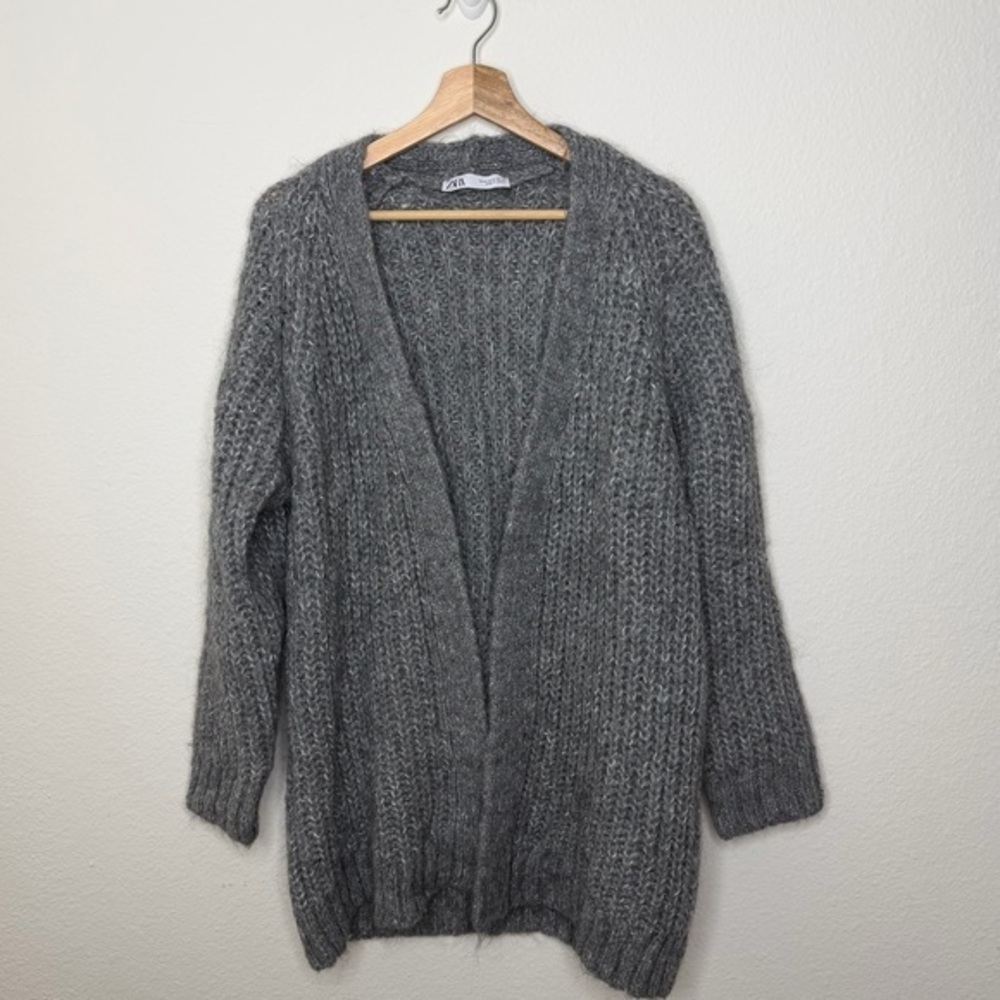 Zara Gray Medium Length Knit Cardigan